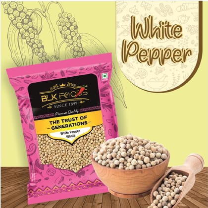 BLK Foods Select White Pepper Whole (safed Mirch Sabut)