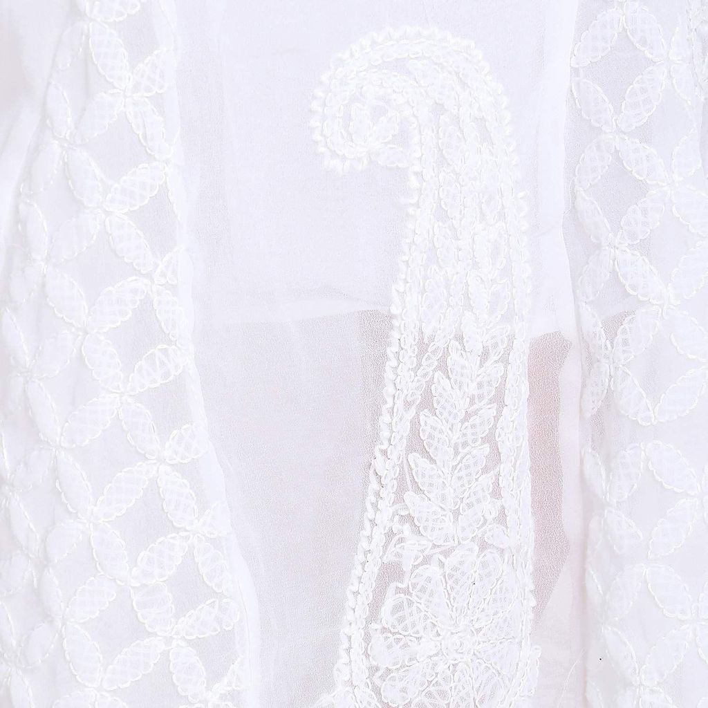 Boldwink Jara Collection Women's Lucknow Chicken Art Work Embroidered Georgette Chikan Pant Loose