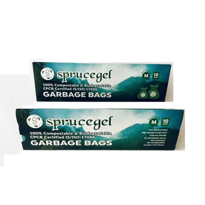 Sprucegel Certified Compostable Garbage bags-Pack of 2 (20 bags in Total)-Green-Medium Size-19x21 in.