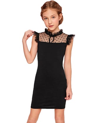 ADDYVERO Kids Ruffle Sleeve Halter Neck Bodycon Dress