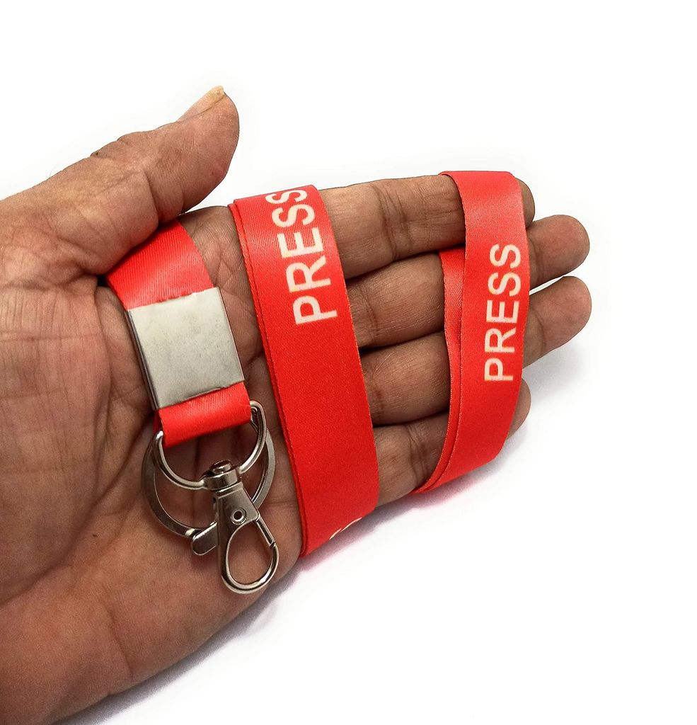 Lanyard/Press Ribbon with id Card Holder(Orange) 20 mm Unisex Solid Strap Press Printed Lanyard for id Card or id Badge or Office PVC Card