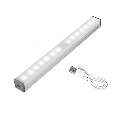 MELBON LED Motion Sensor Closet Lights, Rechargable Battery Operated Under Cabinet Lighting, Stick-on Anywhere Wireless Wardrobe Led Closet Light (14 LED (21cm) White Light
