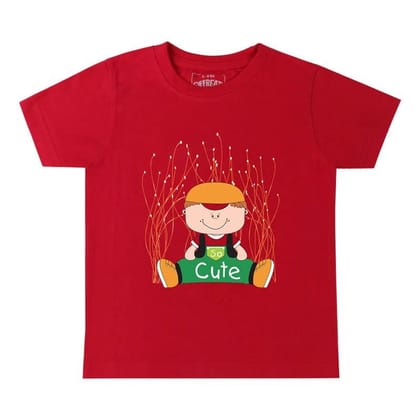 Offbeat Kids Round Neck T-Shirt - Cute (Red)