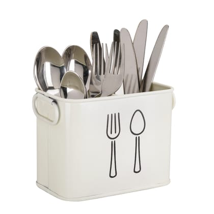 Classyo Cutlery Holder & Spoon Stand for Kitchen & Dining Table, Ivory