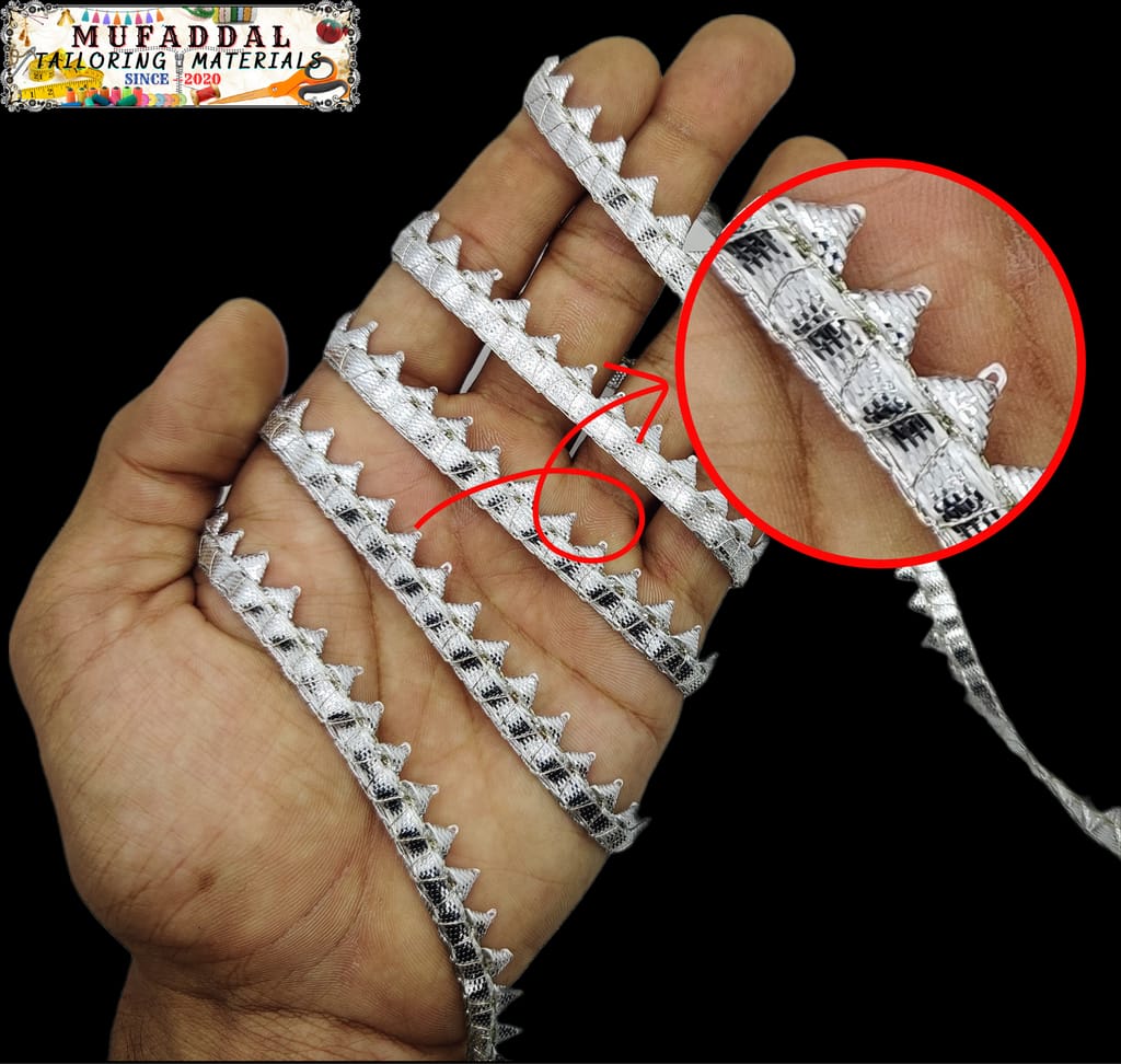 80M Samosa Gota Patti Lace|Triangle Gota Lace|Anmol Gota Patti Lace Border Material For Dupatta,Bridal Dresses Saree Lehengas Blouses (40M X 2 Rolls,Golden&Silver)