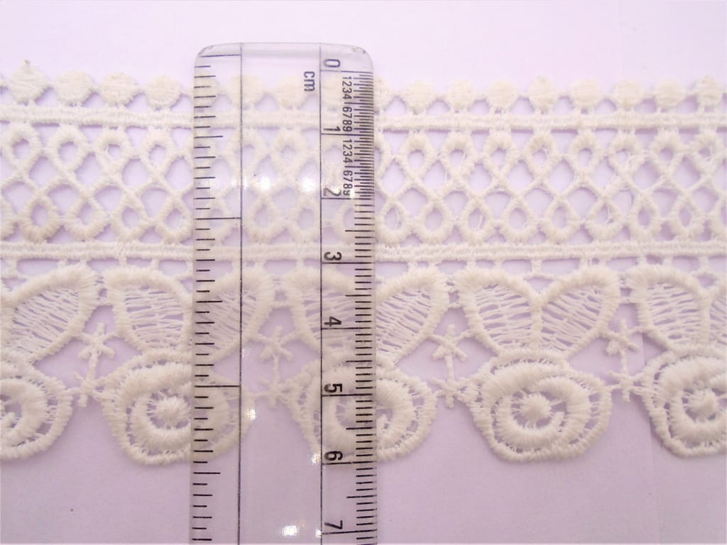 5M Pure Cotton White GPO Lace Border Material |Great Finishing - Perfect for Saree, Dupatta, Bridal, Sewing, Crafting, Dressmaking, Home Decor, DIY Projects- 6cm Width Rose Leaf bundi Pattern