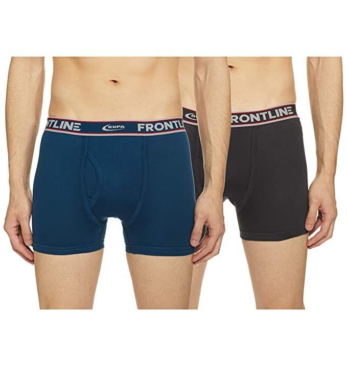 Rupa Frontline Men's Cotton Solid Innerwear Trunk (Pack of 2, Multicolor)  (Non Returnable)