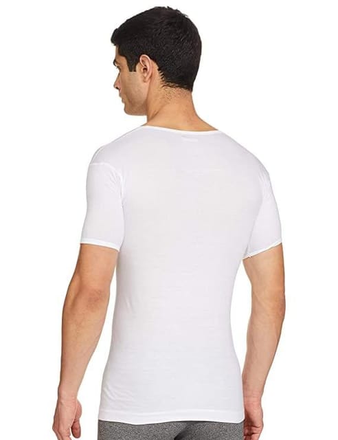 Rupa Jon Men Half Sleeve White Cotton Vest (Pack of 2)