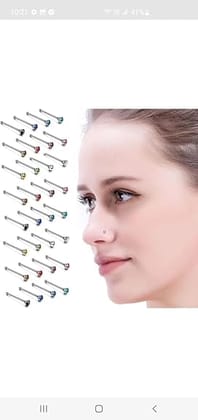 SHOPPER'S DELIGHT Metal 1mm Multicolor Nose Pins/Nose Studs Body Piercing Jewellery For Girls & women pack  of 40