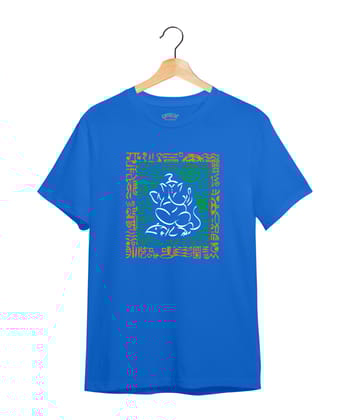 Square Ganesha - Premium Round Neck Cotton Tees for Men - Electric Blue