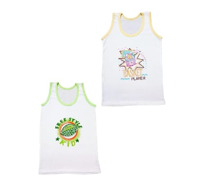 Yuneek Cotton Vest for Boys Regular Fit Cartoon Printed Baniyan Combo of 2
