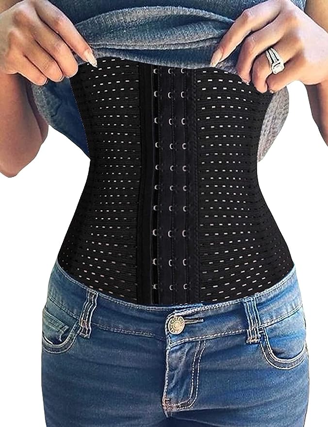 Women's Waist Trainer Corset for Everyday Wear Steel Boned Tummy Control Body Shaper with Adjustable hook