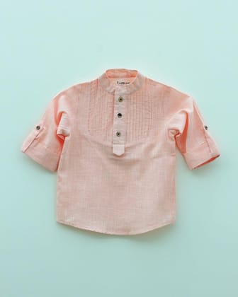 Soft Rose-Hued Pintuck Shirt