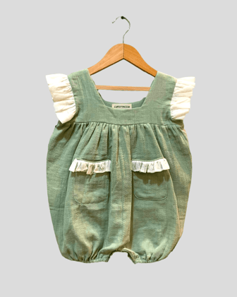 Double Cotton Green Frill Onesie