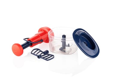 Manual Food Chopper and Hand Push Vegetable Chopper, Cutter, Mixer Set for Kitchen with 3 Stainless Steel Blade (Pack of 1) (Multicolor)