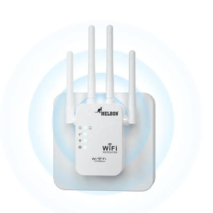 Melbon® WiFi Range Extender Router to Enhance Coverage & Signal Strength, Wireless Signal Booster & Repeater with Compact Wall Plug Design & LAN Port