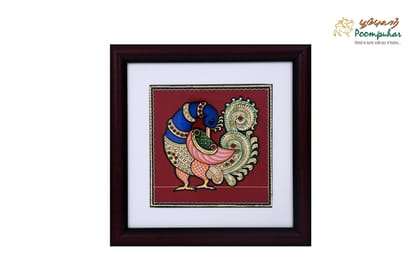 Poompuhar Peacock Tanjore Painting (Gold Foil Work, 12x12 inch), Multicolour ) Poompuhar Peacock Tanjore Painting (Gold Foil Work, 12x12 inch), Multicolour )