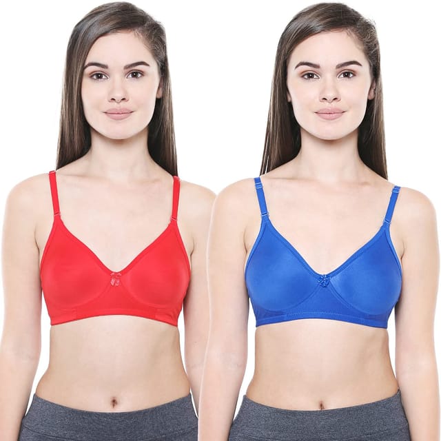 BODYCARE Pack of 2 Seamless Cup Bra in Royal Blue-Red Color - E5554RBLRE