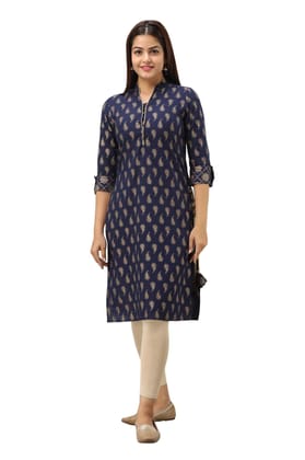 JAIPURETHNICWEAVES Women's Cotton Paisley Printed Straight Kurta
