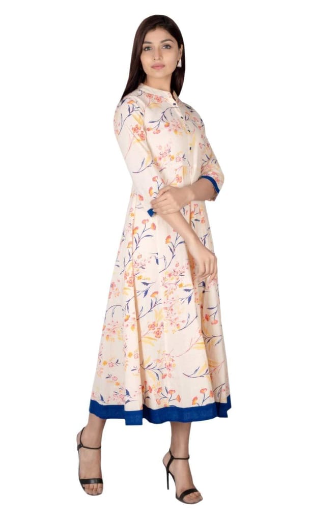 JAIPURETHNICWEAVES Women's Cotton Cambric Printed Anarkali Kurta