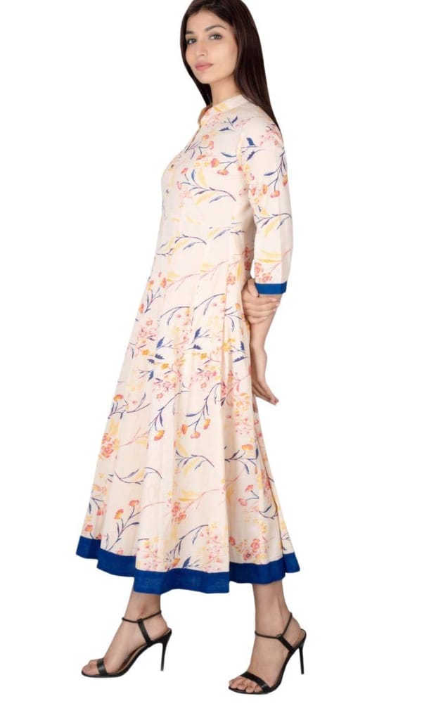 JAIPURETHNICWEAVES Women's Cotton Cambric Printed Anarkali Kurta