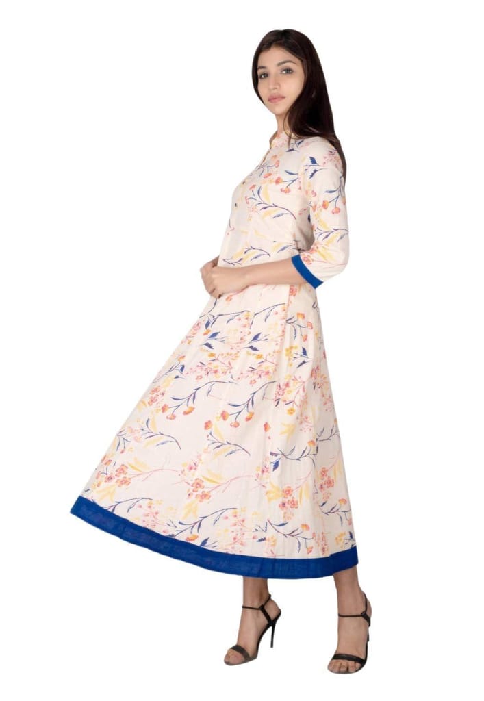 JAIPURETHNICWEAVES Women's Cotton Cambric Printed Anarkali Kurta