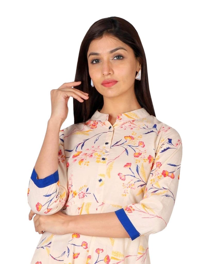 JAIPURETHNICWEAVES Women's Cotton Cambric Printed Anarkali Kurta