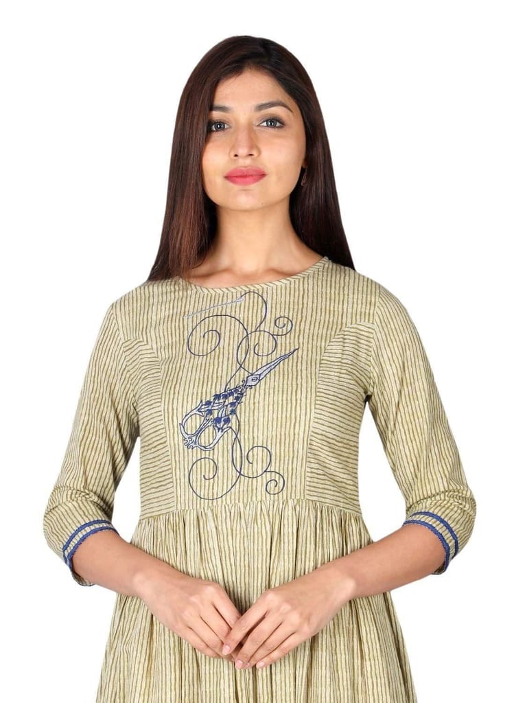 JAIPURETHNICWEAVES Women's Cotton Cambric Embroidered Anarkali Kurta