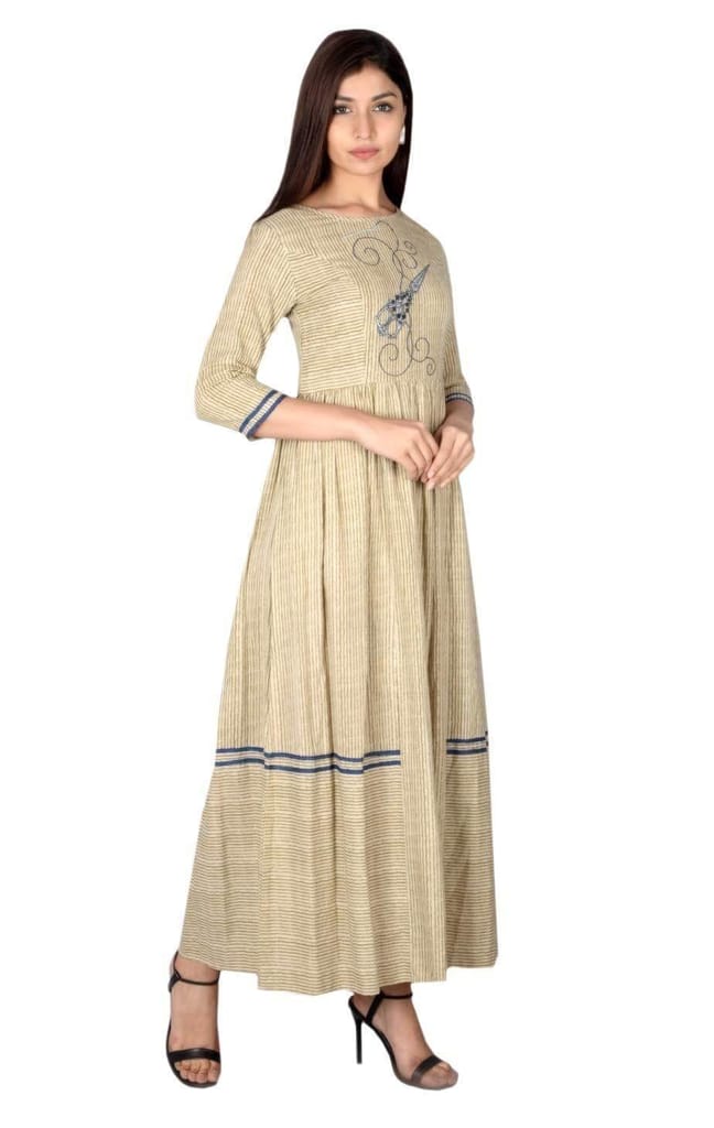 JAIPURETHNICWEAVES Women's Cotton Cambric Embroidered Anarkali Kurta