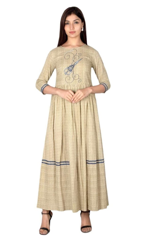 JAIPURETHNICWEAVES Women's Cotton Cambric Embroidered Anarkali Kurta