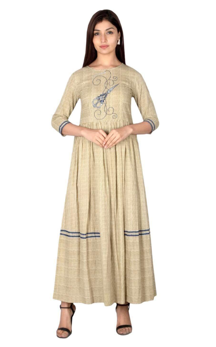 JAIPURETHNICWEAVES Women's Cotton Cambric Embroidered Anarkali Kurta
