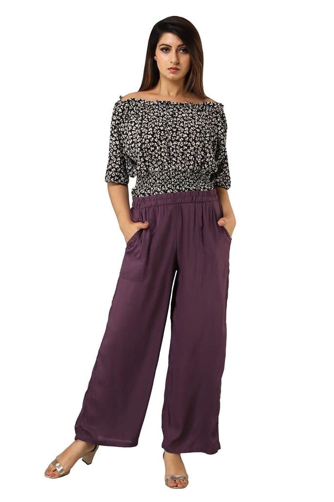 JAIPURETHNICWEAVESWomen's Rayon Solid Straight Palazzo Pant