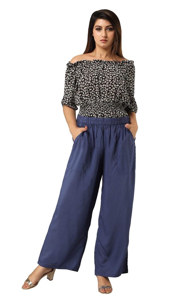 JAIPURETHNICWEAVESWomen's Rayon Solid Straight Palazzo Pant
