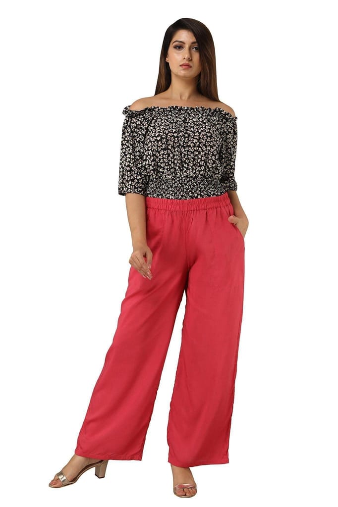 JAIPURETHNICWEAVESWomen's Rayon Solid Straight Palazzo Pant