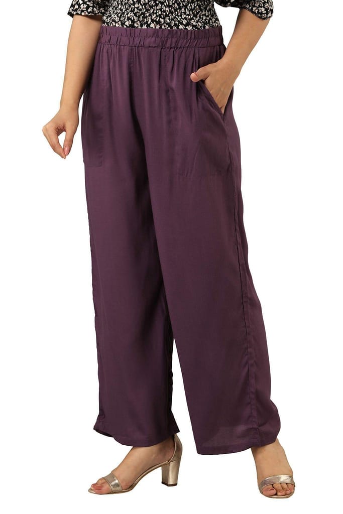 JAIPURETHNICWEAVESWomen's Rayon Solid Straight Palazzo Pant