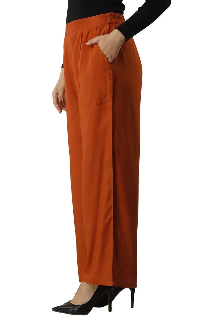 JAIPURETHNICWEAVESWomen's Rayon Solid Straight Palazzo Pant