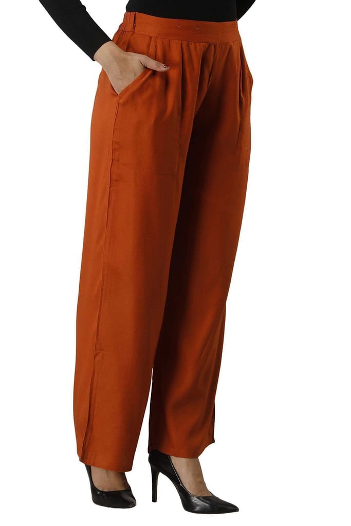 JAIPURETHNICWEAVESWomen's Rayon Solid Straight Palazzo Pant