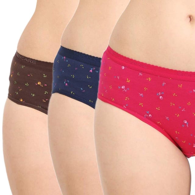BODYCARE Women's Cotton Printed High Cut Panty (4000_4XL_Assorted) Pack of 3