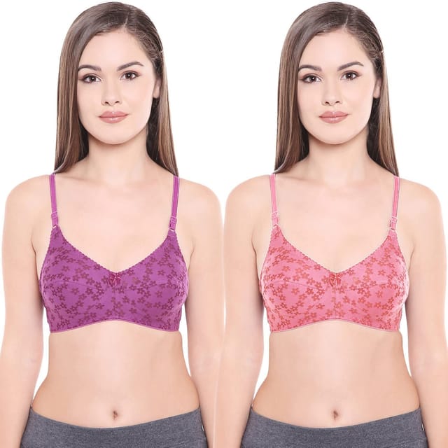 BODYCARE Women's Cotton & Polyester Padded Non-Wired Regular Bra (Pack of 2)