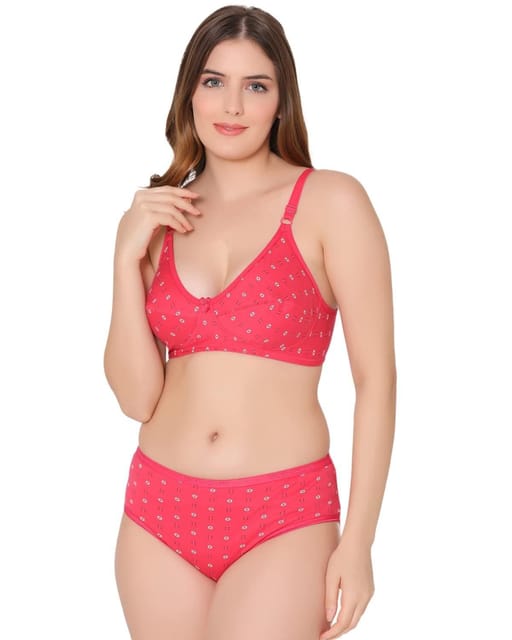 BODYCARE Women Combed Cotton Printed Bra & Panty set-6455