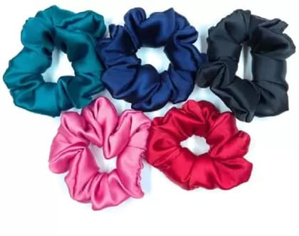 Elecsera Multicolored Satin Hair Scrunchies Stuff Scrunchy Holder Hair Rubber Band (Multicolor)