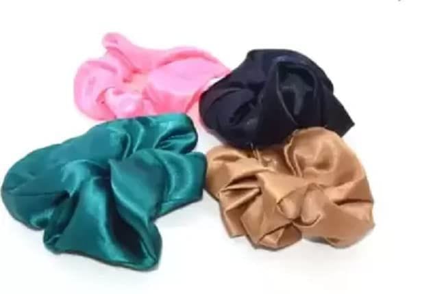 Elecsera Hair Tie Pure Silk Scrunchies hair Elastic Rubber Bands Pack of 4 Rubber Band (Multicolor)