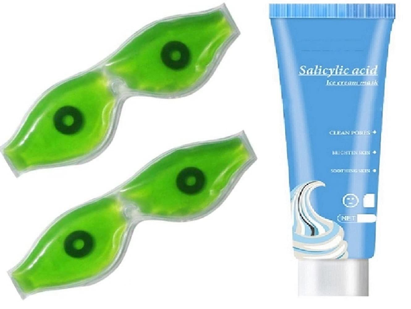 Elecsera Ice Cream Mask Acne Moisturizing Smear Mask Blackheads Remover Mask Cleansing & Shrinking Pores with Aloe Vera Eye Mask (3 Items in the set)