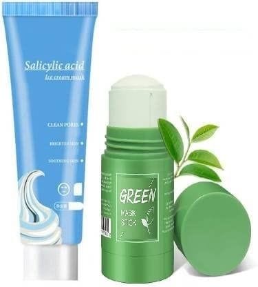 Elecsera Green Tea Cleansing Mask Purifying Mask Solid Cleansing Mask Smear Type Shrink Pores Soothing Mask Ice Cream Mask, Cleansing, Moisturizing And Shrinking Pores (160 ml)