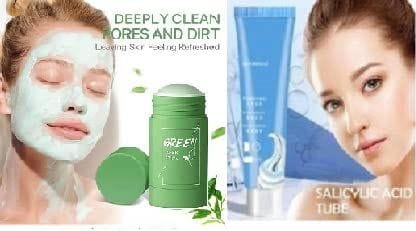 Elecsera Salicylic ice cream mask blackhead makeup remover mask cleans Mask Oil Control Anti-Acne Eggplant Solid Fine, Portable Cleansing Mask Mud Apply Mask, Green Tea Facial (160 ml)