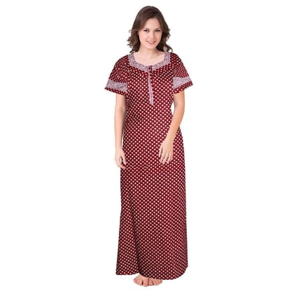 YUKATA Women's Cotton Printed Nighty &Night Gown(Brown)