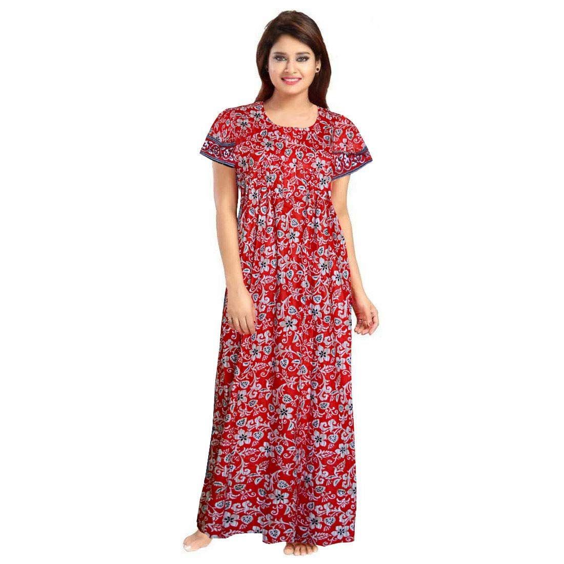 YUKATA aka Title1 Women's Cotton Printed Nighty &Night Gown (Free Size) Multicolour