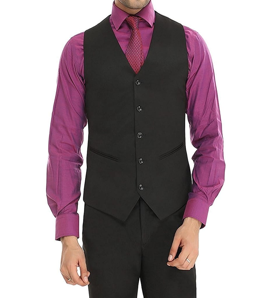 BELARIO Men's V Five Button Slim Fit Formal/Party Waist Coat