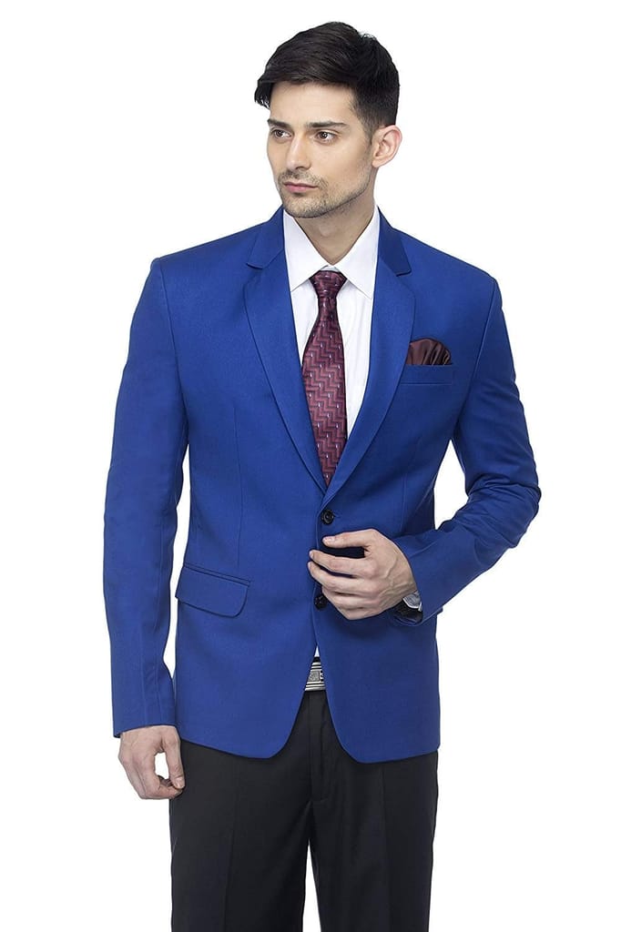 BELARIO Royal Blue Solid Single Breasted Party, Casual Men's Full Sleeve Blazer