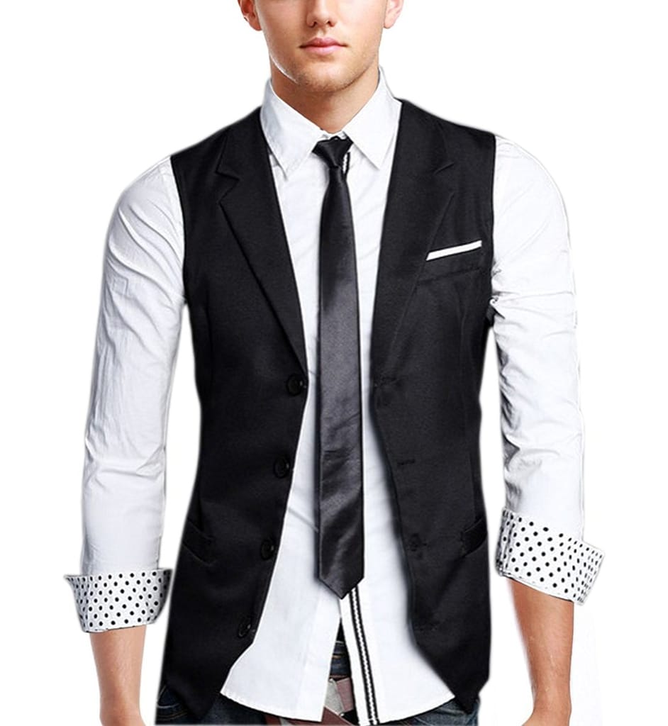 Belario Solid Black Party Wear Super Slim Necktie